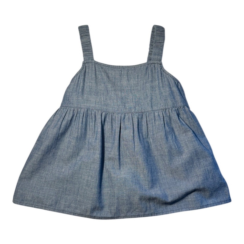 Crewcuts Chambray Scrunch-strap‎ Tank Top Denim Mineral Blue Wash Size 10 Girls